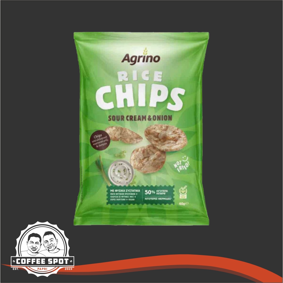 75. AGRINO RICE CHIPS SOUR CREAM & ONION 60g